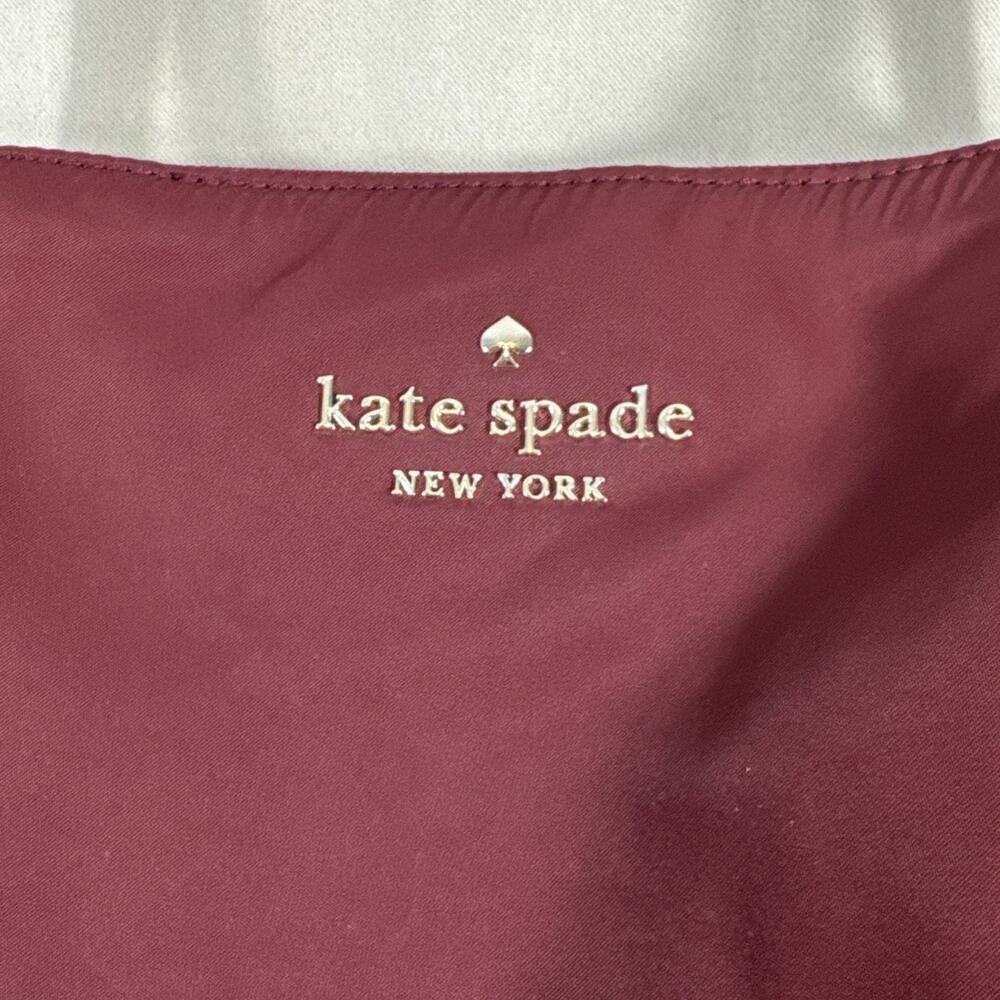 Kate Spade Watson Lane Maya Tote Burgundy Nylon Bag Gold Hardware - Picture 3 of 11